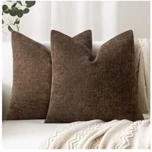 Slub CHENILLE Faux LINEN Euro Shams-CHOCOLATE